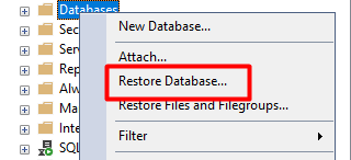 sccm sql restore database